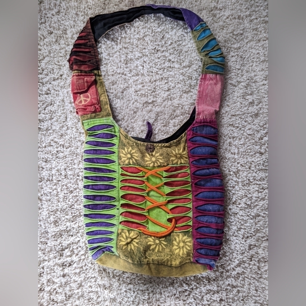 Hippie Patchwork Crossbody Hobo Tote Bag